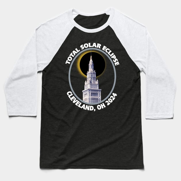 Cleveland Ohio 2024 Total Solar Eclipse Path of Totality Baseball T-Shirt by DesignFunk